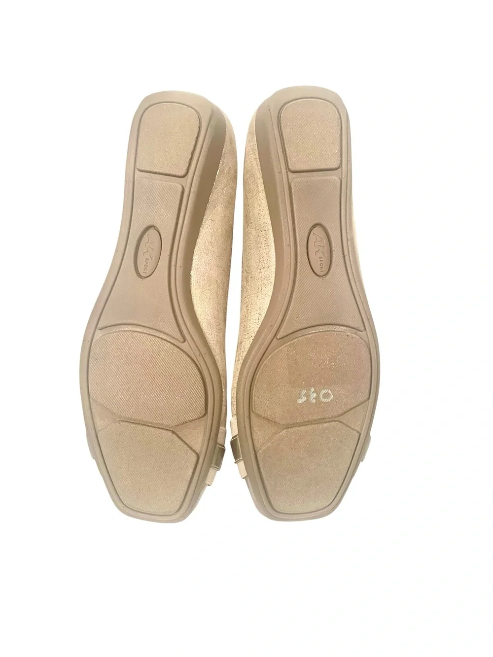 Anne Klein Sport Nude Gold Shimmer Ballet Flats